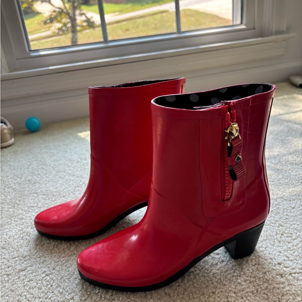 Stylish Red Ankle Rain Boots